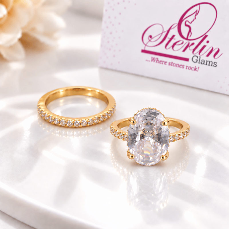 Zirconia Solitaire 2pc Ring Set