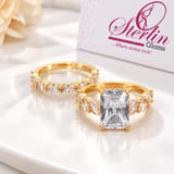 Emerald Cut 2Pc Ring Set view 3