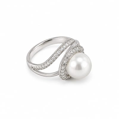 Silver Pearl Swirl Ring