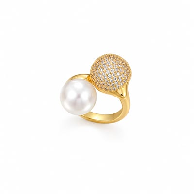 Gold Stnd Pearl Ring