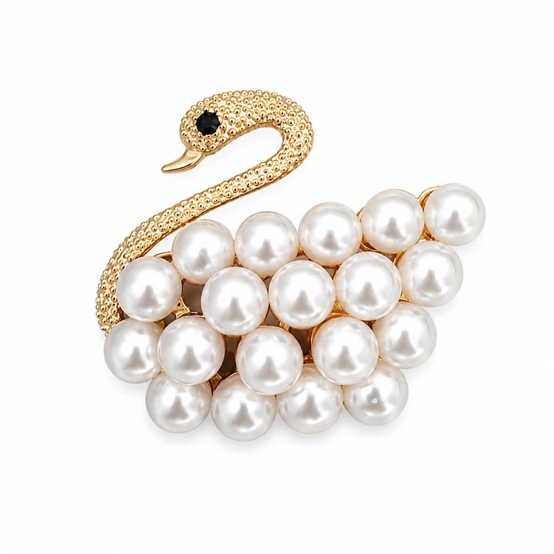 Swan Pearl Brooch