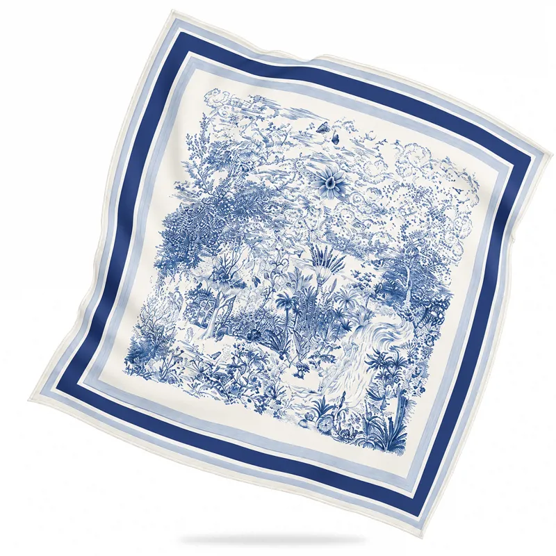 Blue Solitude 100% Silk Scarf