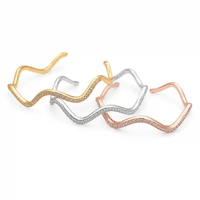 3Tone Crystal Wave Bangle