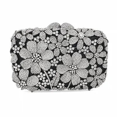 Silver Black Crystal Clutch