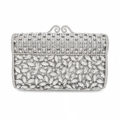Silver Square Crystal Clutch