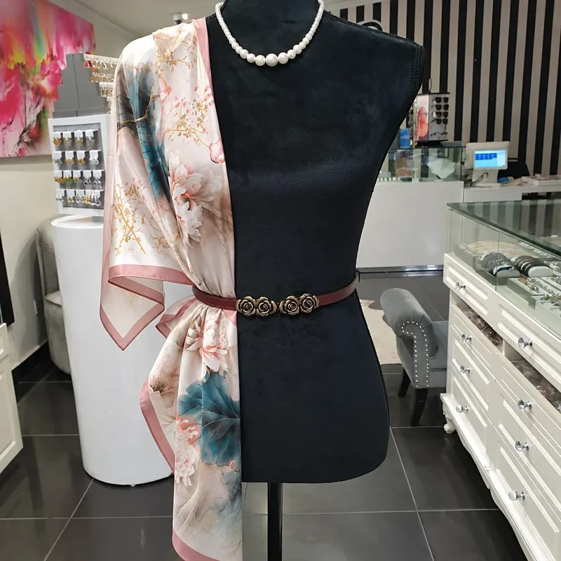 100% SILK Blush Floral Heritage Print Scarf