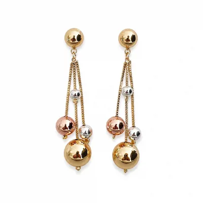 3Tone Triple Ball Earring