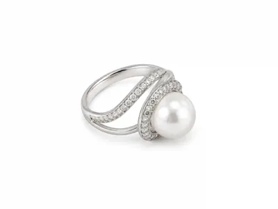 Silver Pearl Swirl Ring