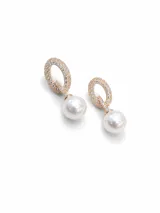 Pearl Dangle Loop Earrings view 5