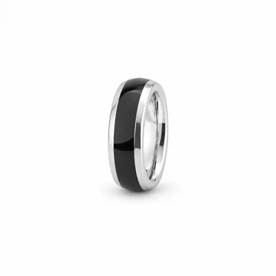 Black Silver Band Ring