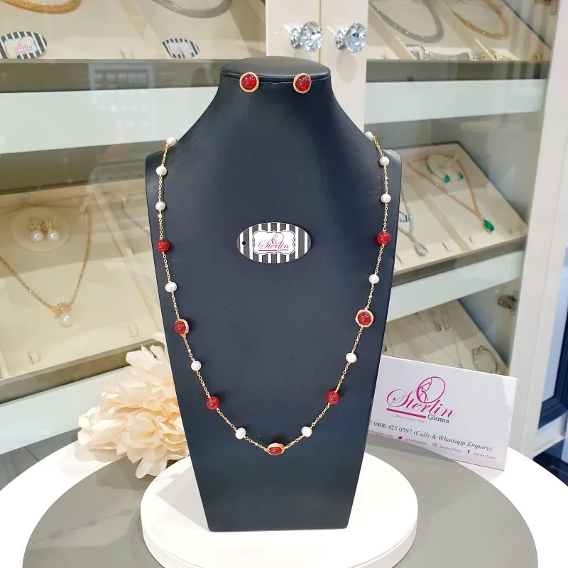 2pcs Red Pearl Gold Set