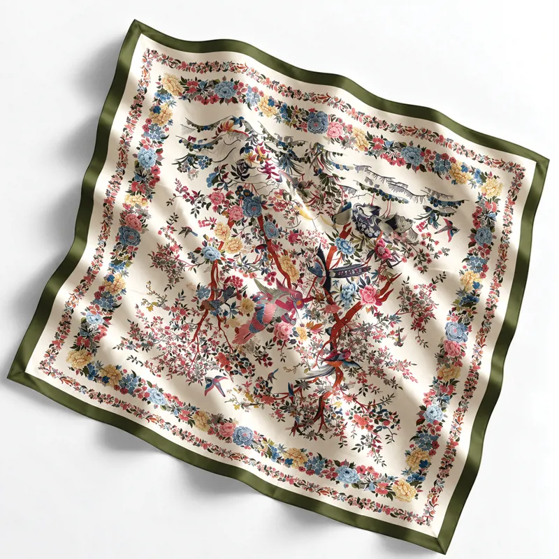 Non Silk Ivory Floral Garden Scarf