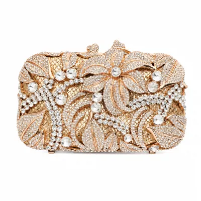Gold Petal Crystal Clutch