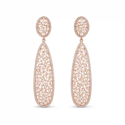 Long drop Prong Earrings
