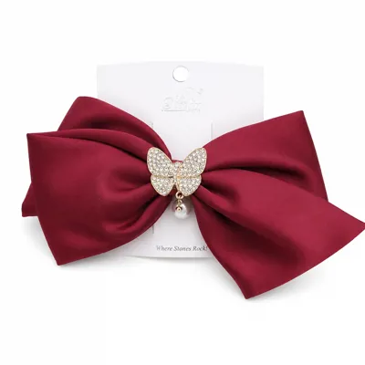 Pearl Drop Bow Hair Clip