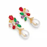 Multi Pearl Drop Earrings view 3