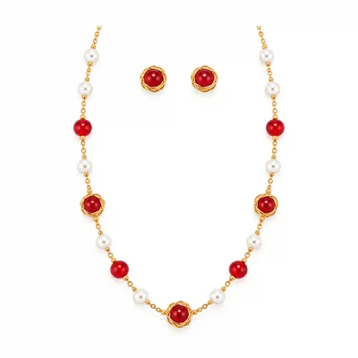 2pcs Red Pearl Gold Set