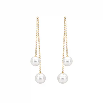 Double Pearl Drop Earring