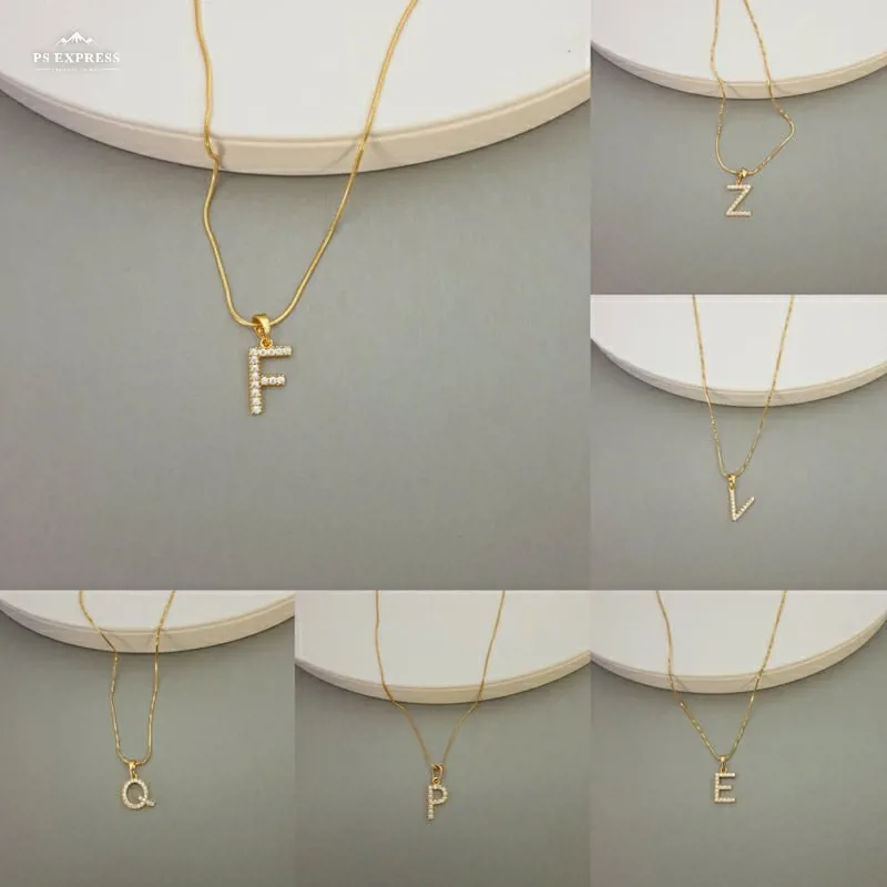 Gold Stone Full Alphabet Necklace