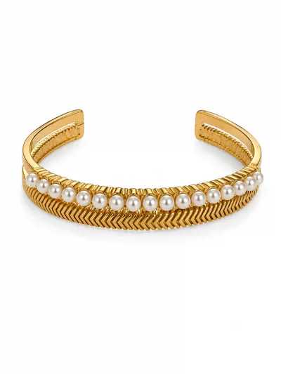 Layered Gold Pearl Bangle