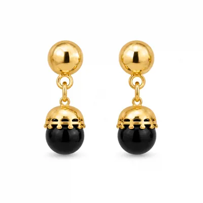 Gold Black Earrings
