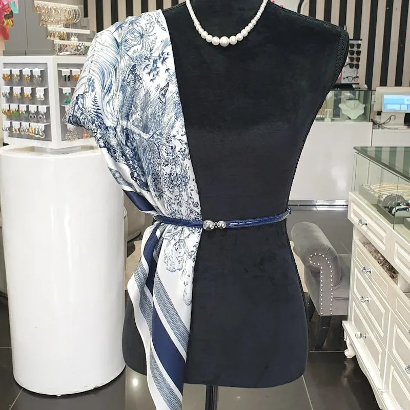 Blue Solitude 100% Silk Scarf