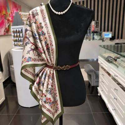 Non Silk Ivory Floral Garden Scarf