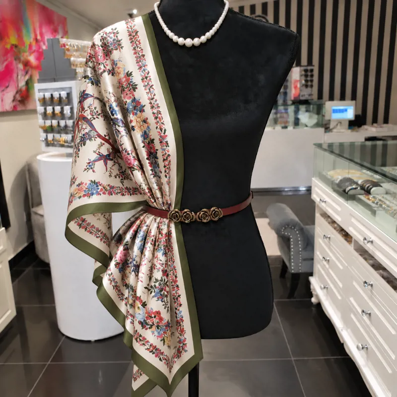 Non Silk Ivory Floral Garden Scarf