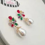 Multi Pearl Drop Earrings view 1