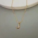 Gold Stoned Alphabet Necklace view 7