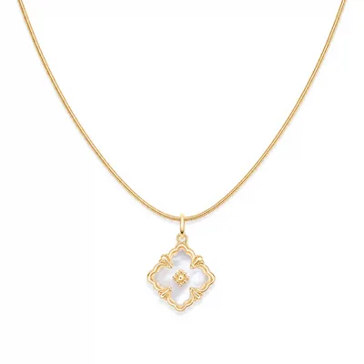Golden Quartrefoil Inlay Necklace