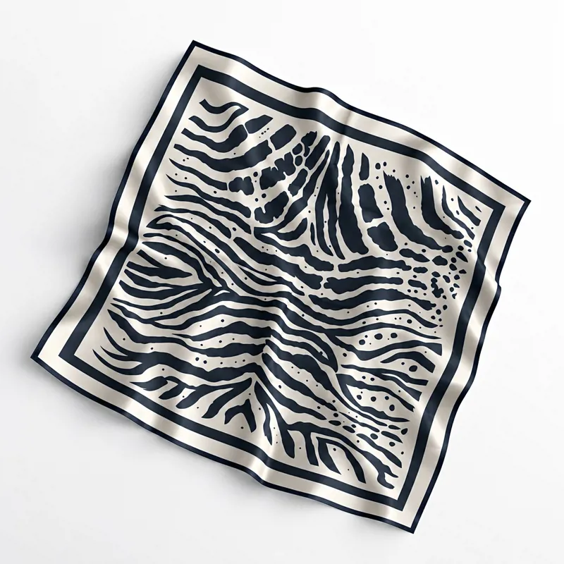 100% SILK ivory and Zebra Print Scarf