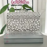 Silver Square Crystal Clutch view 1