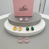 Gold Stone Earrings view 3