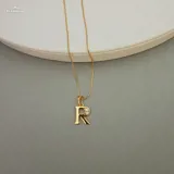 Gold Stoned Alphabet Necklace view 19