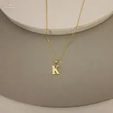 Gold Stoned Alphabet Necklace view 12