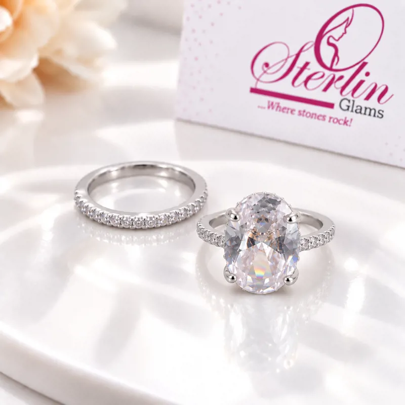 Zirconia Solitaire 2pc Ring Set