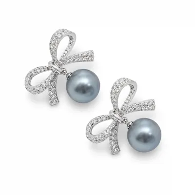 Ribbon n Pearl Earrings