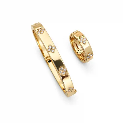 2Piece Floral Bangle & Ring Set