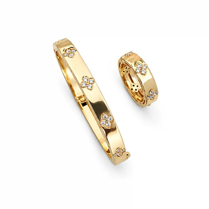 2Piece Floral Bangle & Ring Set