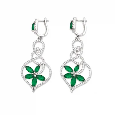 Green Flowery Earrings