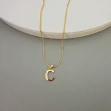 Gold Stoned Alphabet Necklace view 4
