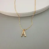 Gold Stoned Alphabet Necklace view 2