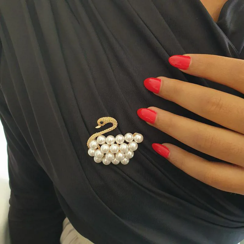 Swan Pearl Brooch