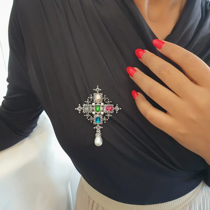 Silver Crest Brooch