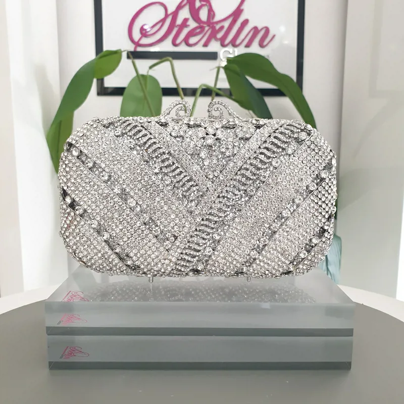 Silver Crystal Clutch