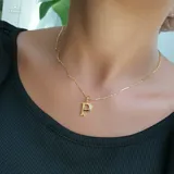 Gold Stoned Alphabet Necklace view 16