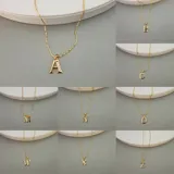 Gold Stoned Alphabet Necklace view 1