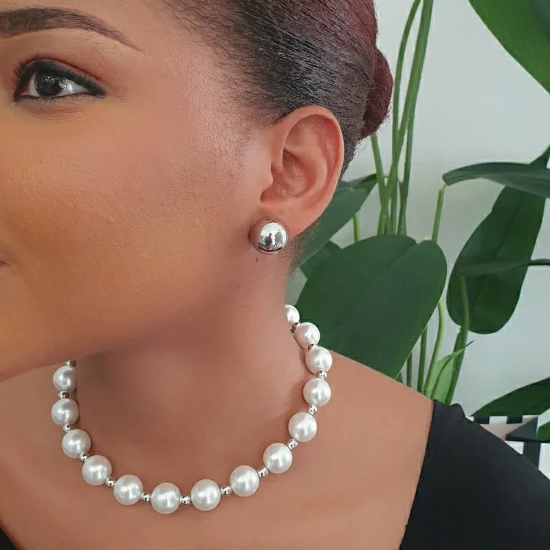 Shell Pearl Silver Necklace