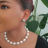 Shell Pearl Silver Necklace view 1